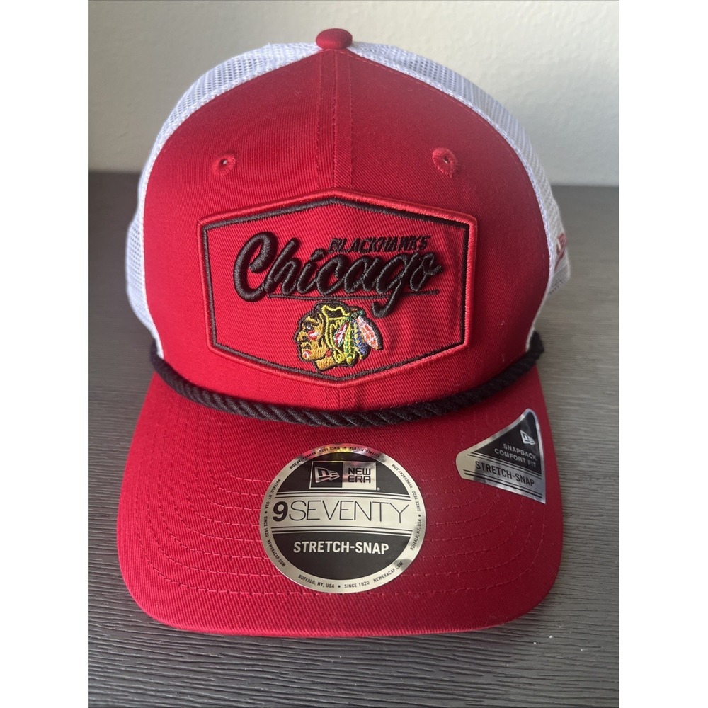 Chicago Blackhawks New Era 9SEVENTY Red Rope Trucker SnapBack Adjustable Hat NWT